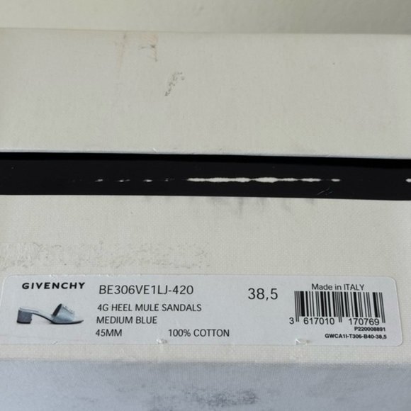 Givenchy 4G Block Heel Slide Sandal Mule Denim Blue Italy Sz.38.5 - Picture 9 of 11